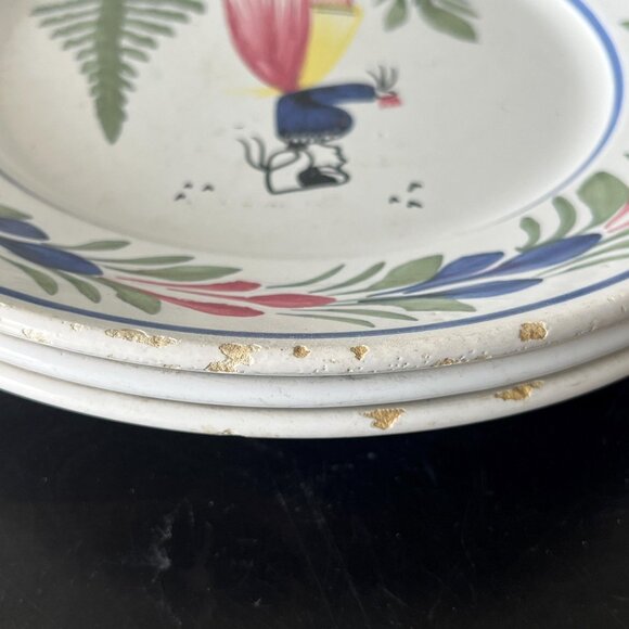 HB Quimper Handpainted Plates // Set of 3 // Breton Woman - Picture 6 of 8